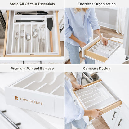 Silverware & Utensil Drawer Organizer, 18-33 in, Bamboo | Cutlery, flatware, food-safe contract grade, kitchen drawer fit