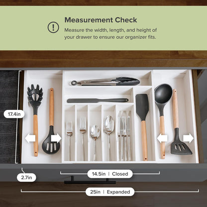 Silverware & Utensil Drawer Organizer, 18-33 in, Bamboo | Cutlery, flatware, food-safe contract grade, kitchen drawer fit