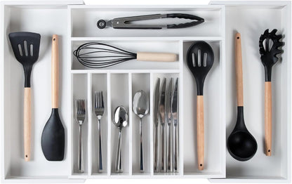 Silverware & Utensil Drawer Organizer, 18-33 in, Bamboo | Cutlery, flatware, food-safe contract grade, kitchen drawer fit