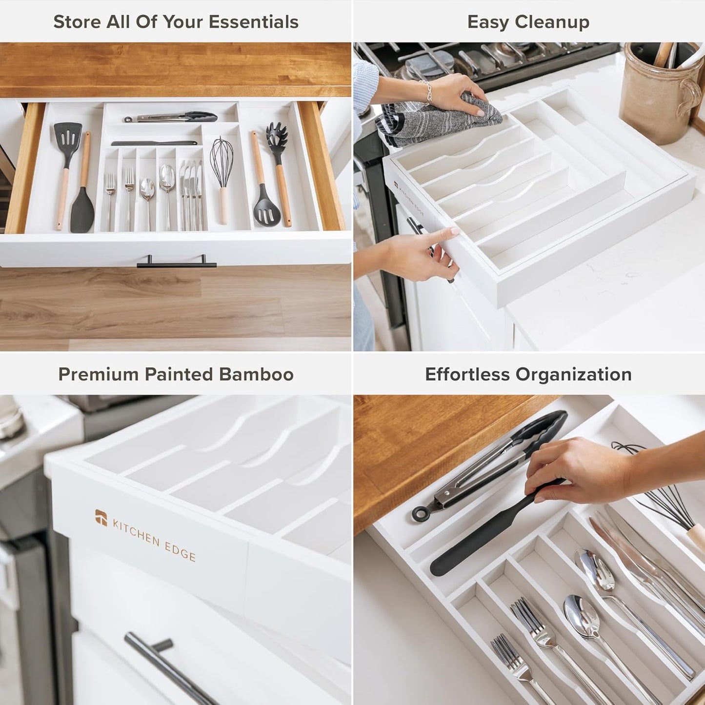 Silverware & Utensil Drawer Organizer, 18-33 in, Bamboo | Cutlery, flatware, food-safe contract grade, kitchen drawer fit