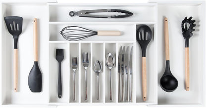 Silverware & Utensil Drawer Organizer, 18-33 in, Bamboo | Cutlery, flatware, food-safe contract grade, kitchen drawer fit
