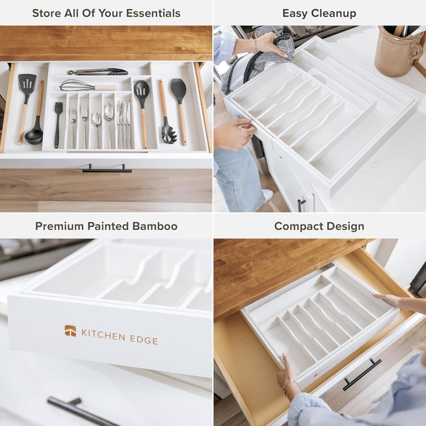Silverware & Utensil Drawer Organizer, 18-33 in, Bamboo | Cutlery, flatware, food-safe contract grade, kitchen drawer fit