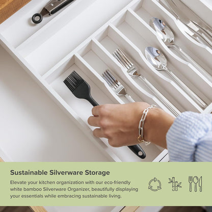 Silverware & Utensil Drawer Organizer, 18-33 in, Bamboo | Cutlery, flatware, food-safe contract grade, kitchen drawer fit