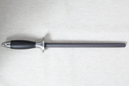 Black Ceramic Honing Rod Sharpening Steel, shatterproof rod with an anti-break tip & stainless steel handle
