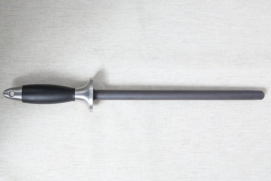 Black Ceramic Honing Rod Sharpening Steel, shatterproof rod with an anti-break tip & stainless steel handle