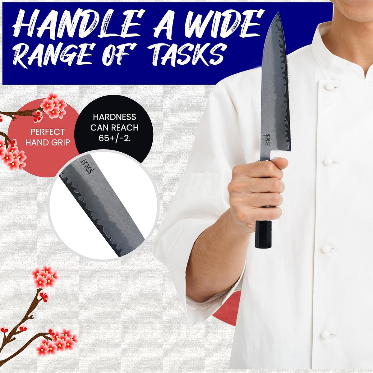 Hand Forged Professiona Kitchen Knife - Japanese HAP40 Triple-Layer Steel (8-Inch Gyuto Knife)