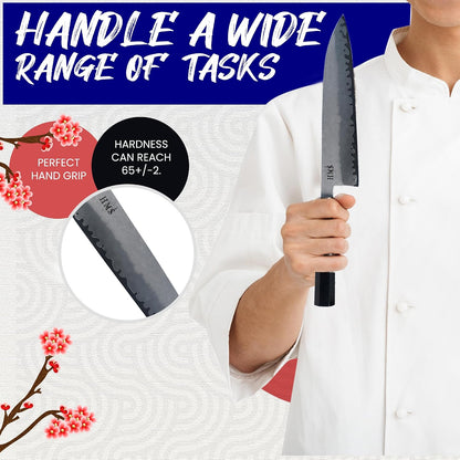 Hand Forged Professiona Kitchen Knife - Japanese HAP40 Triple-Layer Steel (8-Inch Gyuto Knife)