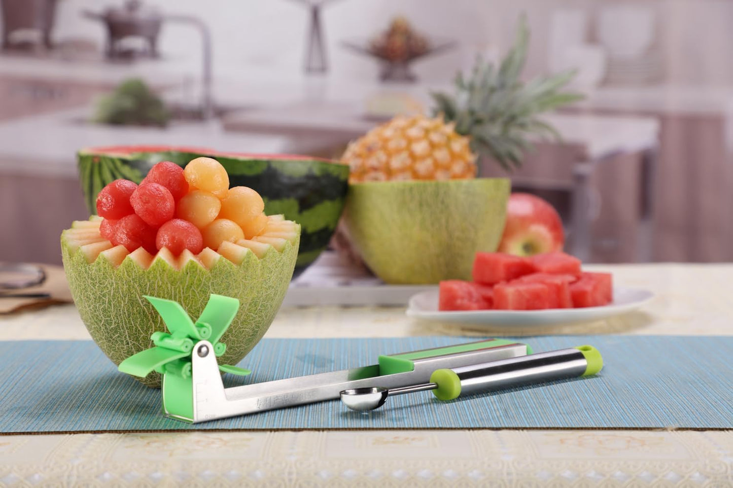 Watermelon Slicer Cutter - Stainless Steel Knife Corer Fruit Vegetable Tools Kitchen Gadgets with Melon Baller Scoop Extra