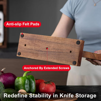 Magnetic Knife Holder - Double Sided Magnetic Knife Block Without Knives - Wooden Universal Knife Stand Strong Enhanced Magnets -Knife Display Rack for Kitchen Counter Multifunctional Storage