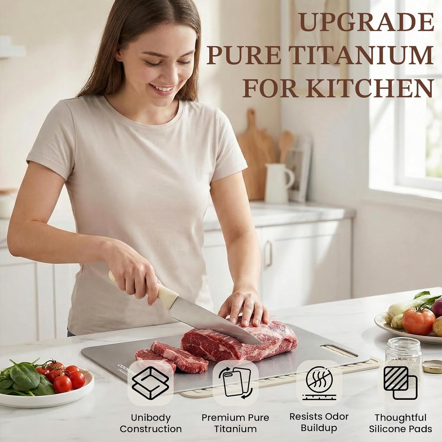Titanium Cutting Boards Set for Kitchen camping Healthy Food Plate Small