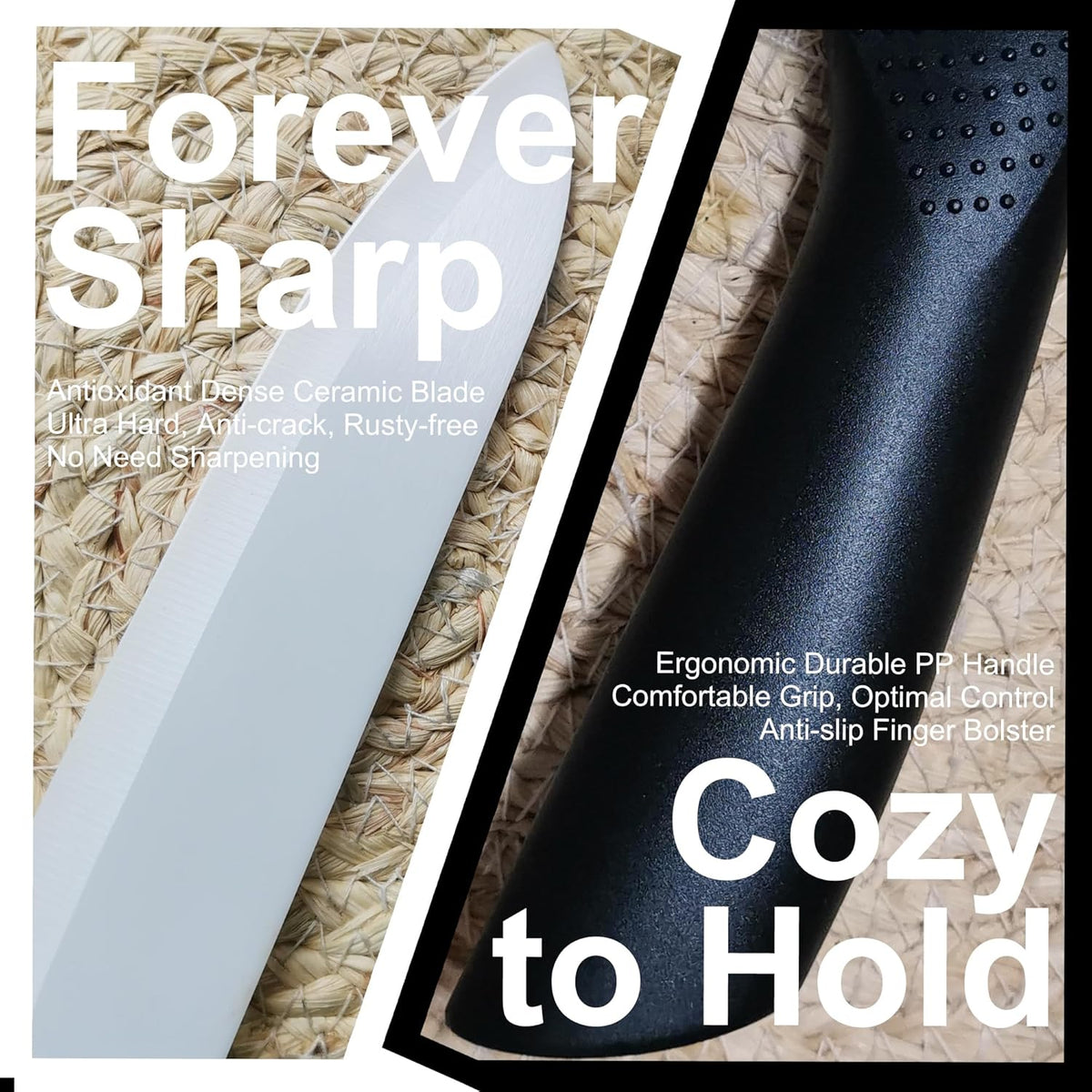 Ceramic Knife - 8 inch Chef's Knife - Light, Precise, Sharp Ceramic Kitchen Knife with Sheath Cover