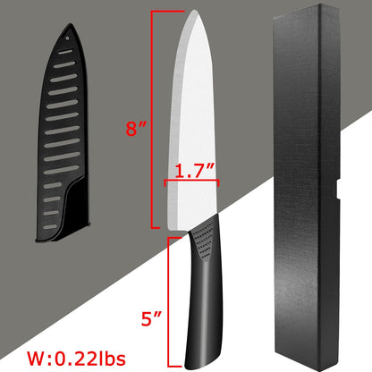 Ceramic Knife - 8 inch Chef's Knife - Light, Precise, Sharp Ceramic Kitchen Knife with Sheath Cover