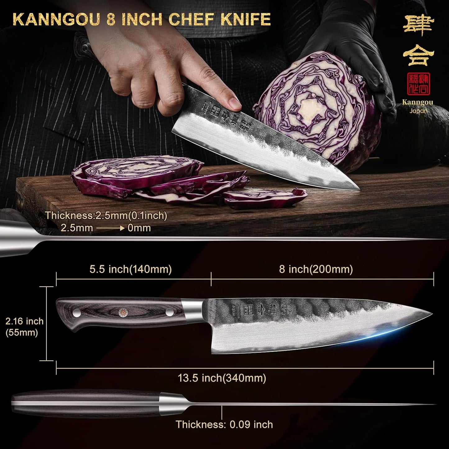 5 Inch Paring Petty Knife with AUS-8 Alloy Steel and Full-Tang Pakkawood Handle, Kitchen Utility Knife with Premium Gift Box