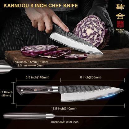 5 Inch Paring Petty Knife with AUS-8 Alloy Steel and Full-Tang Pakkawood Handle, Kitchen Utility Knife with Premium Gift Box