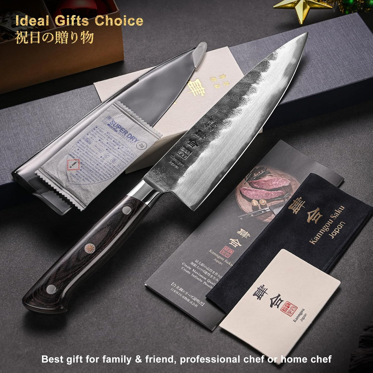 5 Inch Paring Petty Knife with AUS-8 Alloy Steel and Full-Tang Pakkawood Handle, Kitchen Utility Knife with Premium Gift Box