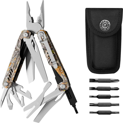 Multitool, 17-in-1 Stainless Steel Multi Tool Pliers with Self-Locking, Pocket Knife, Nylon Sheath, Professional (EDC) Multi-Tool for Survival, Camping and Hunting, Hiking, Gifts for Men