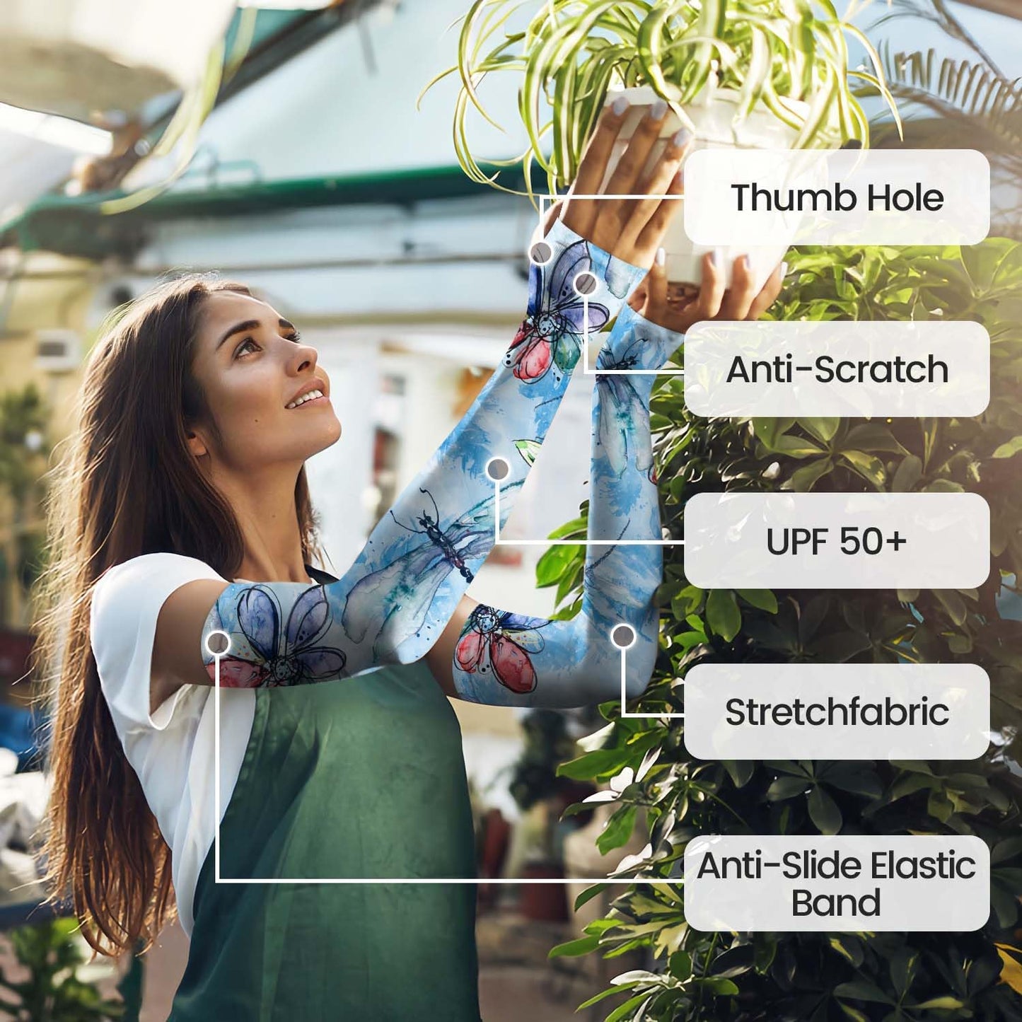 Gardening Sleeves for Women Sun Protection Cooling Arm Sleeves | Breathable Anti-Scratch Protective Sleeves Outdoor Sports