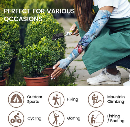 Gardening Sleeves for Women Sun Protection Cooling Arm Sleeves | Breathable Anti-Scratch Protective Sleeves Outdoor Sports
