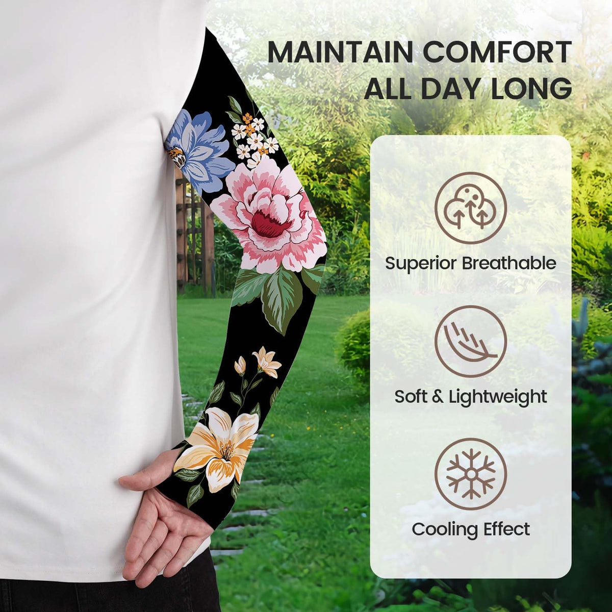Gardening Sleeves for Women Sun Protection Cooling Arm Sleeves | Breathable Anti-Scratch Protective Sleeves Outdoor Sports