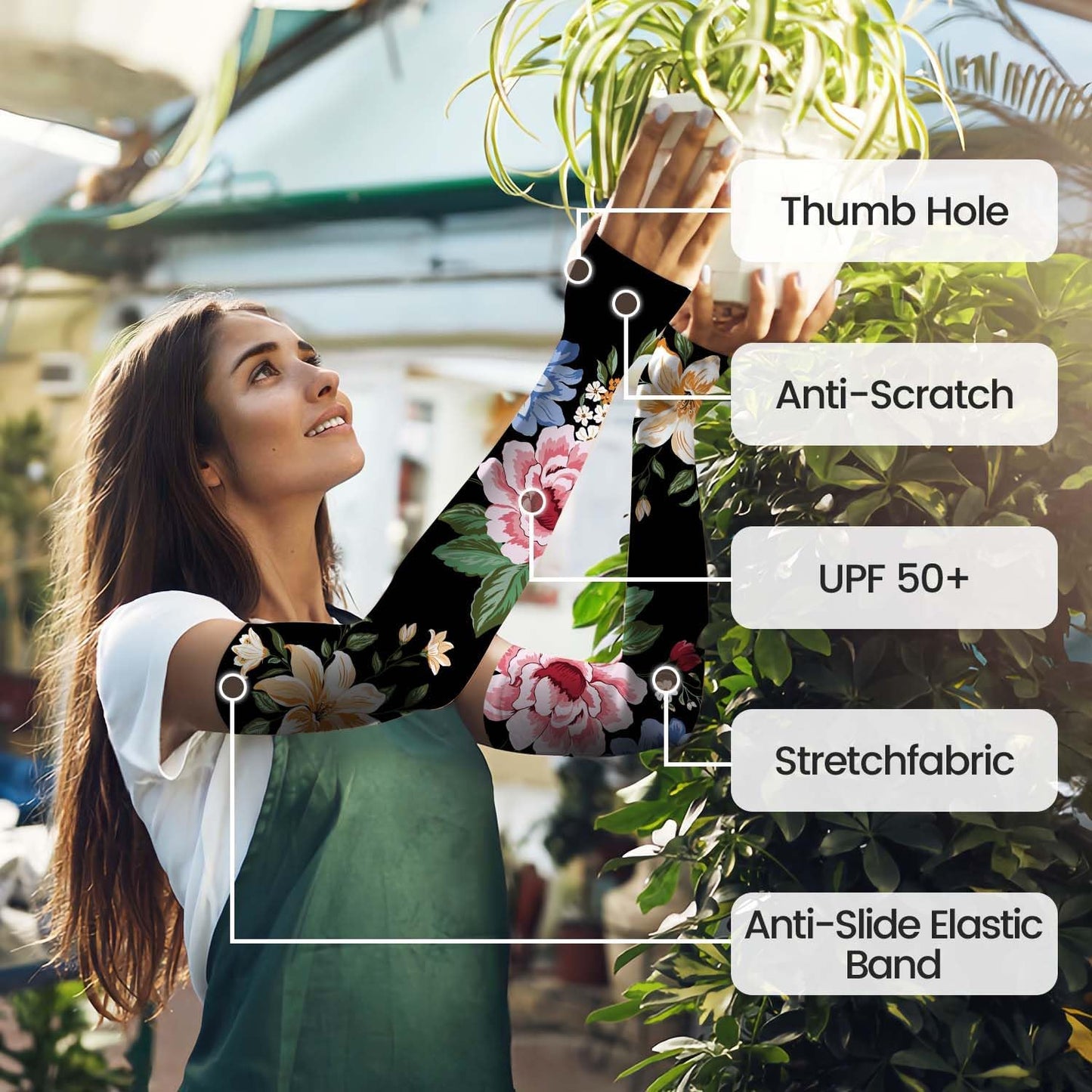 Gardening Sleeves for Women Sun Protection Cooling Arm Sleeves | Breathable Anti-Scratch Protective Sleeves Outdoor Sports