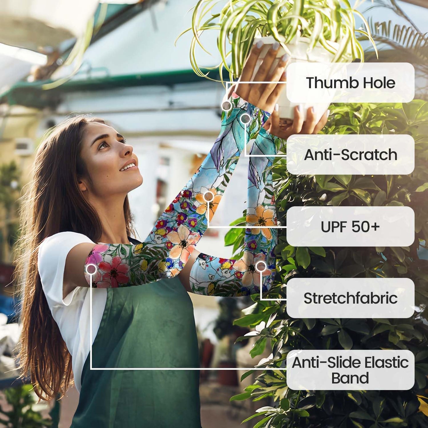 Gardening Sleeves for Women Sun Protection Cooling Arm Sleeves | Breathable Anti-Scratch Protective Sleeves Outdoor Sports