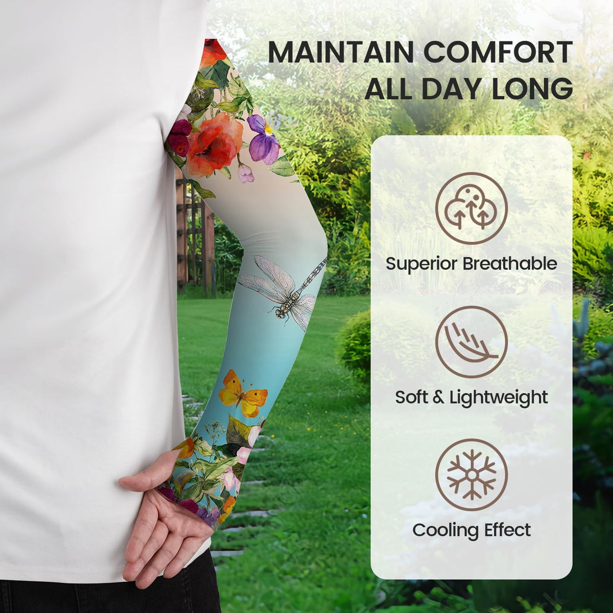 Gardening Sleeves for Women Sun Protection Cooling Arm Sleeves | Breathable Anti-Scratch Protective Sleeves Outdoor Sports