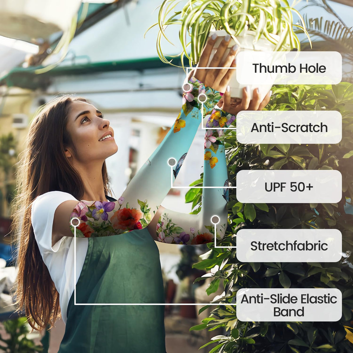 Gardening Sleeves for Women Sun Protection Cooling Arm Sleeves | Breathable Anti-Scratch Protective Sleeves Outdoor Sports