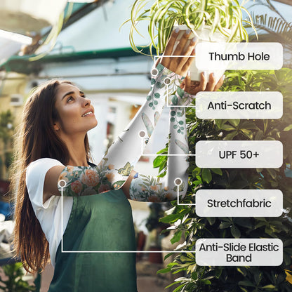 Gardening Sleeves for Women Sun Protection Cooling Arm Sleeves | Breathable Anti-Scratch Protective Sleeves Outdoor Sports