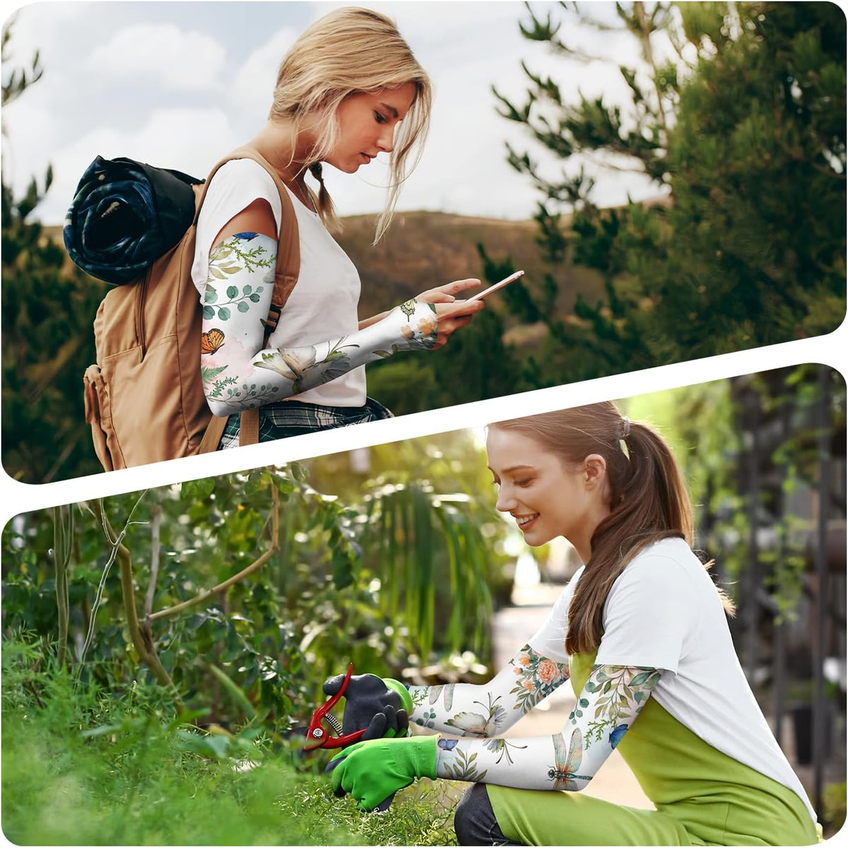 Gardening Sleeves for Women Sun Protection Cooling Arm Sleeves | Breathable Anti-Scratch Protective Sleeves Outdoor Sports