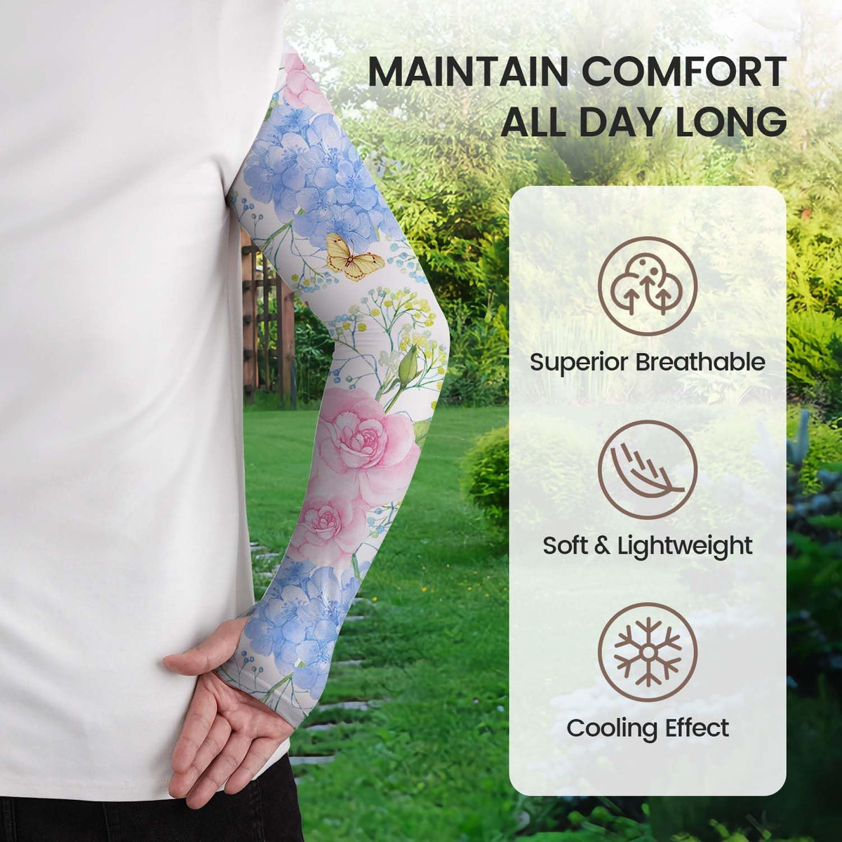 Gardening Sleeves for Women Sun Protection Cooling Arm Sleeves | Breathable Anti-Scratch Protective Sleeves Outdoor Sports
