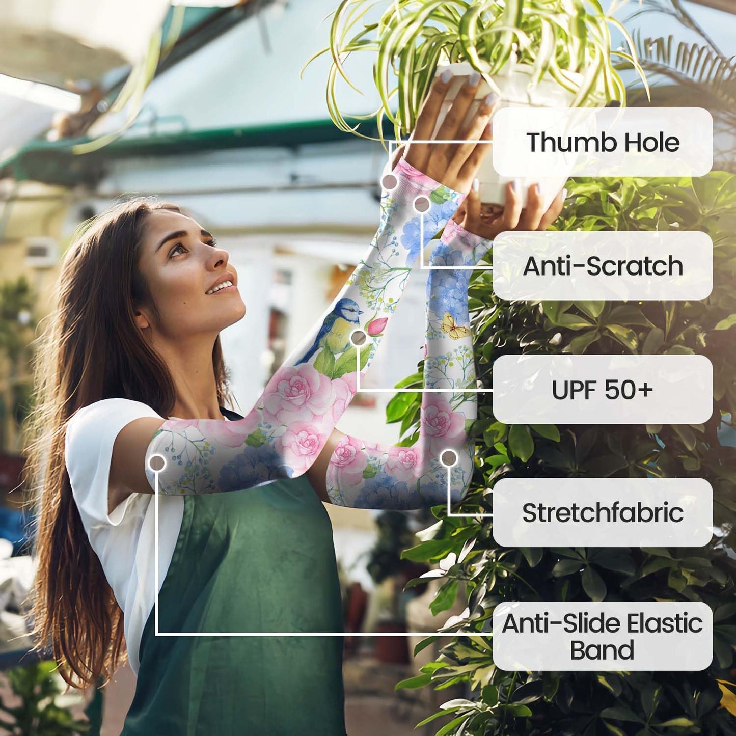 Gardening Sleeves for Women Sun Protection Cooling Arm Sleeves | Breathable Anti-Scratch Protective Sleeves Outdoor Sports