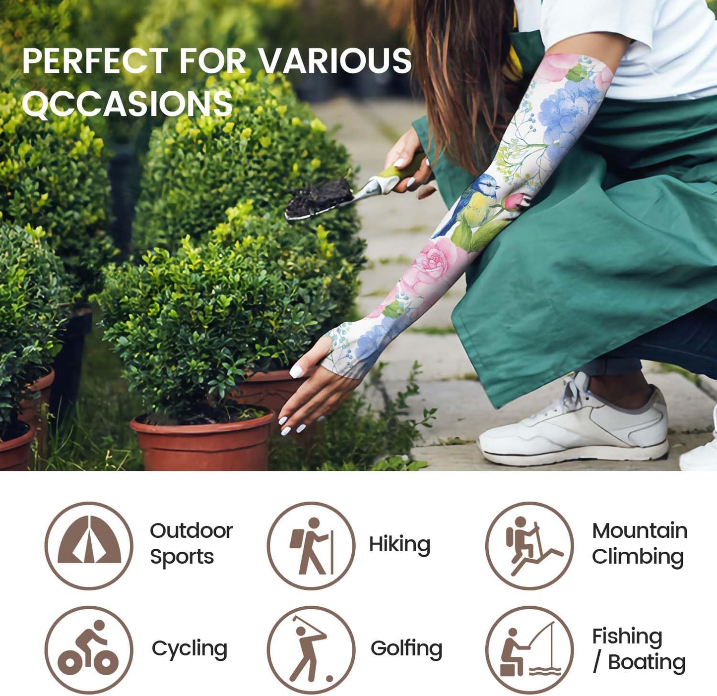 Gardening Sleeves for Women Sun Protection Cooling Arm Sleeves | Breathable Anti-Scratch Protective Sleeves Outdoor Sports