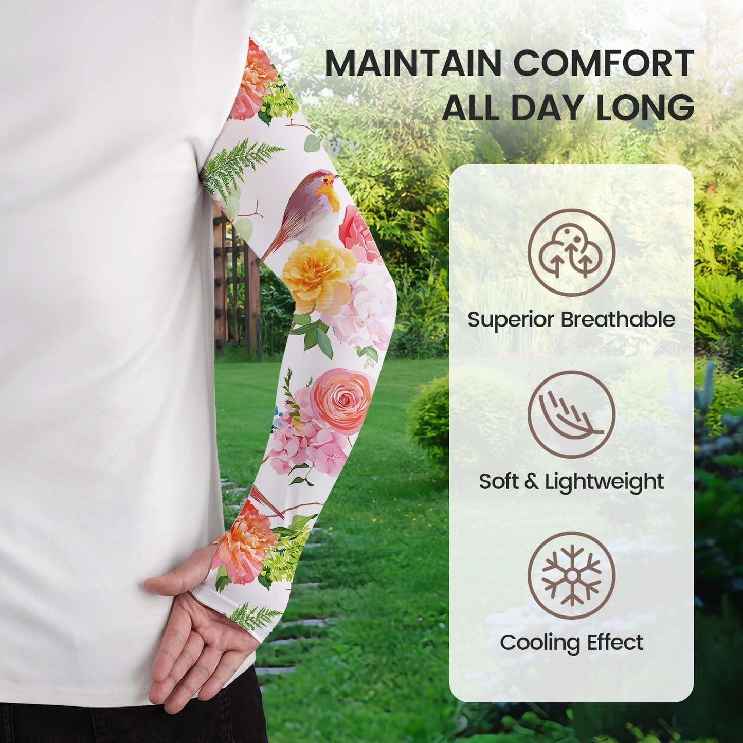 Gardening Sleeves for Women Sun Protection Cooling Arm Sleeves | Breathable Anti-Scratch Protective Sleeves Outdoor Sports