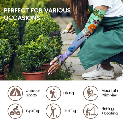 Gardening Sleeves for Women Sun Protection Cooling Arm Sleeves | Breathable Anti-Scratch Protective Sleeves Outdoor Sports