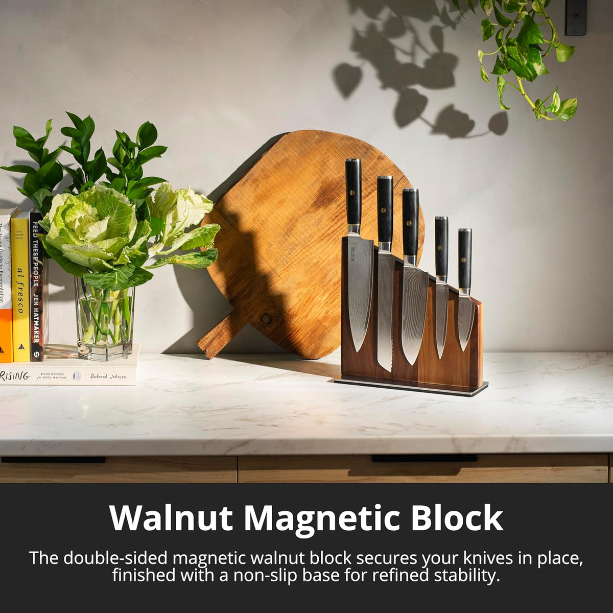 Magnetic Kitchen Knife Block Set - Japanese 67 Layer High-Grade VG-10 Steel Knives, Sharp, G10 Handle Professional Kitchen Knife Set - Black Damascus