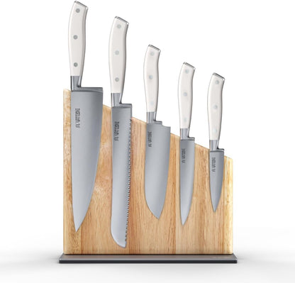 Magnetic Kitchen Knife Block Set - Japanese 67 Layer High-Grade VG-10 Steel Knives, Sharp, G10 Handle Professional Kitchen Knife Set - Black Damascus