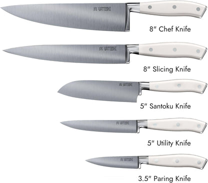Magnetic Kitchen Knife Block Set - Japanese 67 Layer High-Grade VG-10 Steel Knives, Sharp, G10 Handle Professional Kitchen Knife Set - Black Damascus
