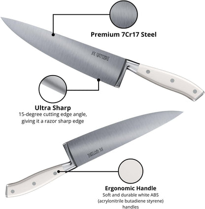 Magnetic Kitchen Knife Block Set - Japanese 67 Layer High-Grade VG-10 Steel Knives, Sharp, G10 Handle Professional Kitchen Knife Set - Black Damascus