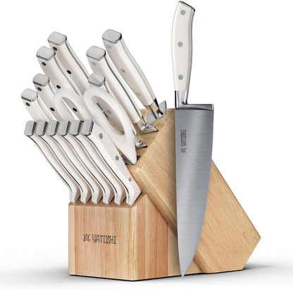 Magnetic Kitchen Knife Block Set - Japanese 67 Layer High-Grade VG-10 Steel Knives, Sharp, G10 Handle Professional Kitchen Knife Set - Black Damascus