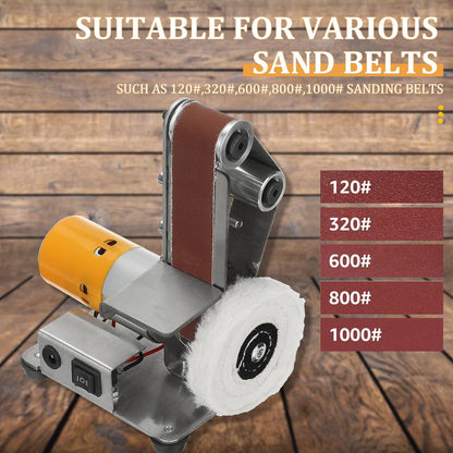 Mini Belt Sander Electric Bench Grinder Sanding Machine 7 Adjustable Speed Grinder Polisher 15 Degree Knife Knife Sharpener for DIY Woodworking,Metal Working,Knife Making,jewelry Making