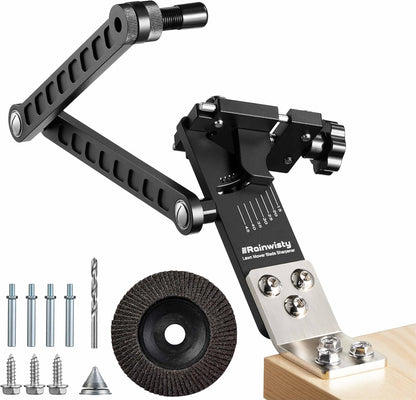 Lawn Mower Blade Sharpener, 15°-45° Adjustable Mower Blade Sharpening Tool Many Types of Mower Blade（Black）