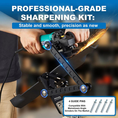 Lawn Mower Blade Sharpener, 15°-45° Adjustable Mower Blade Sharpening Tool Many Types of Mower Blade（Black）