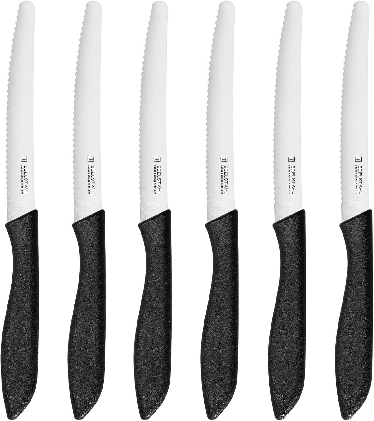 Steak Knives Set of 6, Sharp Serrated Steak Knives,Premium Stainless Steel Steak Knife Set,Colorful Tomato Knife,Steak Knifes for Kitchen/Hotel/Restaurant,Multi-Color
