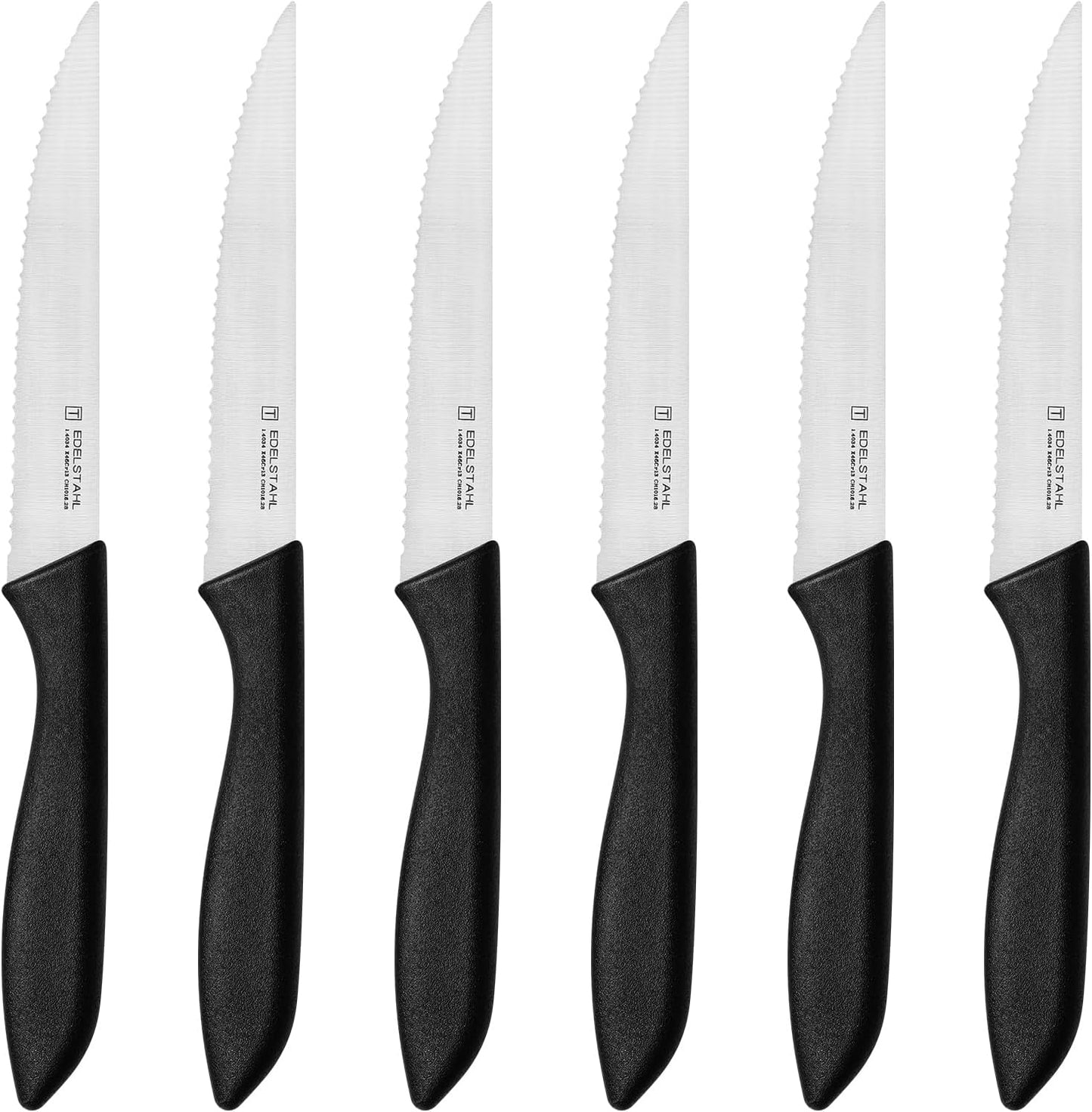 Steak Knives Set of 6, Sharp Serrated Steak Knives,Premium Stainless Steel Steak Knife Set,Colorful Tomato Knife,Steak Knifes for Kitchen/Hotel/Restaurant,Multi-Color