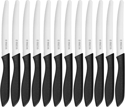 Steak Knives Set of 6, Sharp Serrated Steak Knives,Premium Stainless Steel Steak Knife Set,Colorful Tomato Knife,Steak Knifes for Kitchen/Hotel/Restaurant,Multi-Color