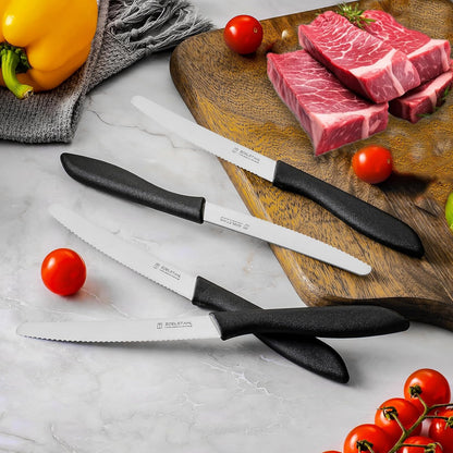 Steak Knives Set of 6, Sharp Serrated Steak Knives,Premium Stainless Steel Steak Knife Set,Colorful Tomato Knife,Steak Knifes for Kitchen/Hotel/Restaurant,Multi-Color