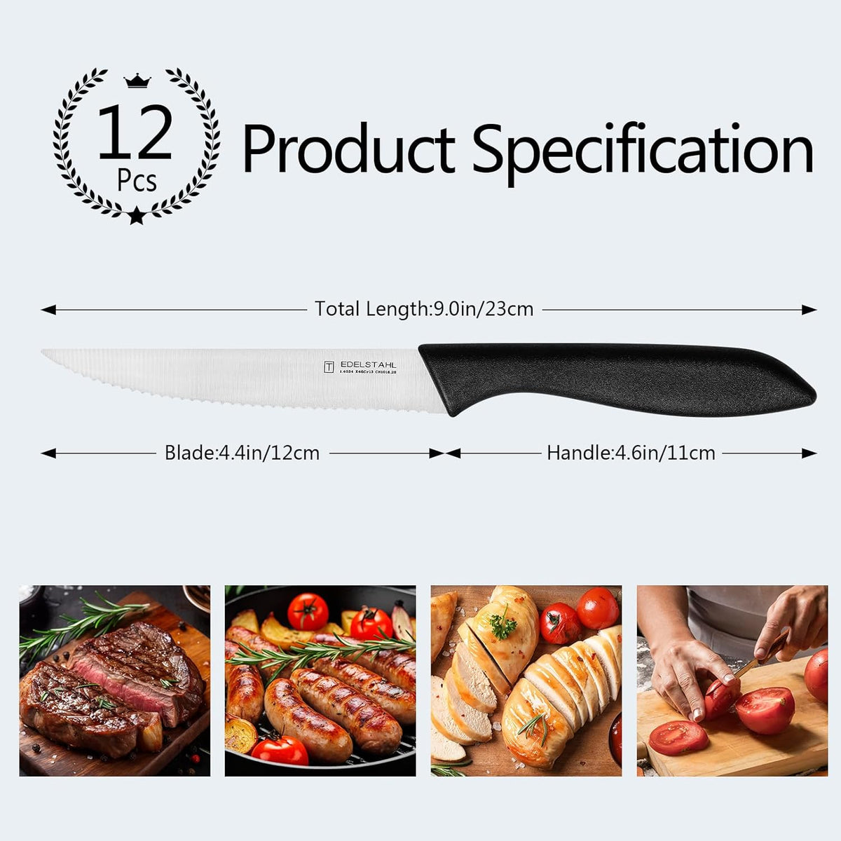 Steak Knives Set of 6, Sharp Serrated Steak Knives,Premium Stainless Steel Steak Knife Set,Colorful Tomato Knife,Steak Knifes for Kitchen/Hotel/Restaurant,Multi-Color