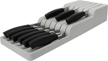 2 Tier Knife Drawer Organizer | Holds 11 Knives | Utensil Holder | Knife Block | Storage & Organization | Space Saver | Natural