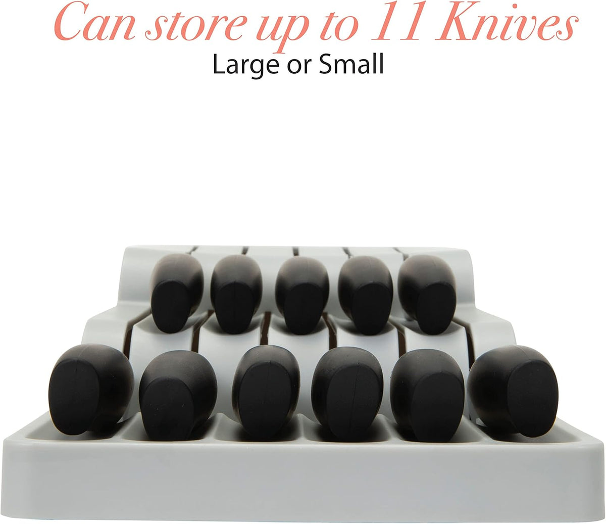 2 Tier Knife Drawer Organizer | Holds 11 Knives | Utensil Holder | Knife Block | Storage & Organization | Space Saver | Natural