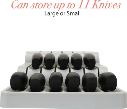 2 Tier Knife Drawer Organizer | Holds 11 Knives | Utensil Holder | Knife Block | Storage & Organization | Space Saver | Natural